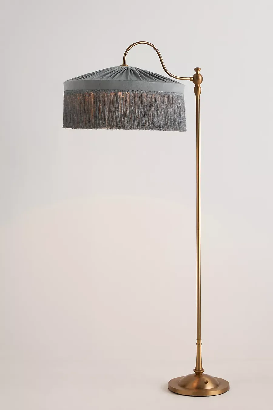 Tassel-Fringed Velvet Floor Lamp